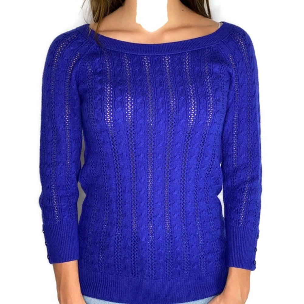 AEO Blue Open Cable Knit light Weight Sweater L